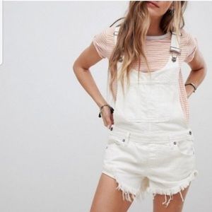 We the Free Summer Babe Off White Denim Shortalls